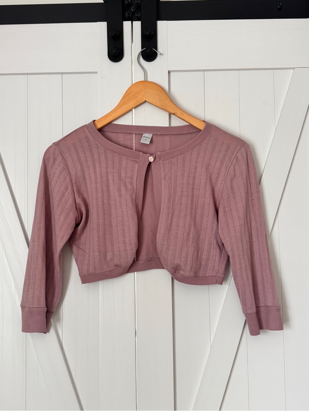 Sabina Rose Mauve Ribbed Cropped Cardigan